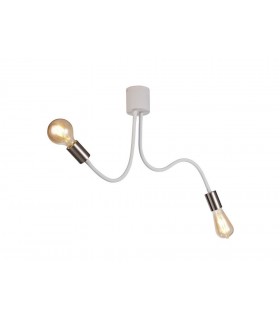 Flexible Semi Flush Ceiling 2 Light E27 Satin White, Satin Nickel - 1
