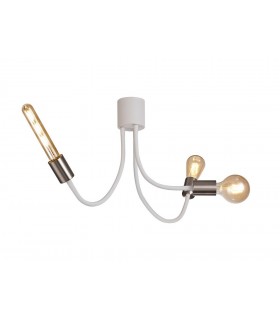Flexible Semi Flush Ceiling 3 Light E27 Satin White, Satin Nickel - 1