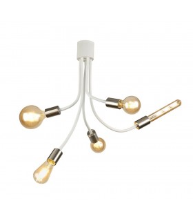 Flexible Semi Flush Ceiling 5 Light E27 Satin White, Satin Nickel - 1