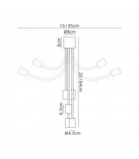 Flexible Semi Flush Ceiling 5 Light E27 Satin White, Satin Nickel - 2