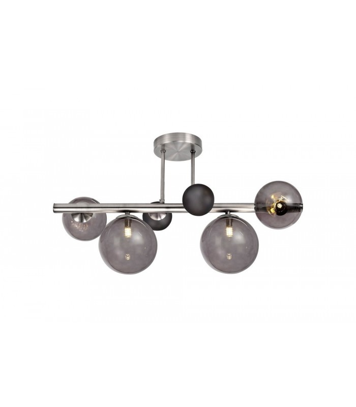 Semi-Flush Ceiling Light, 4 x G9, Polished Chrome, Smoked Glass - 1