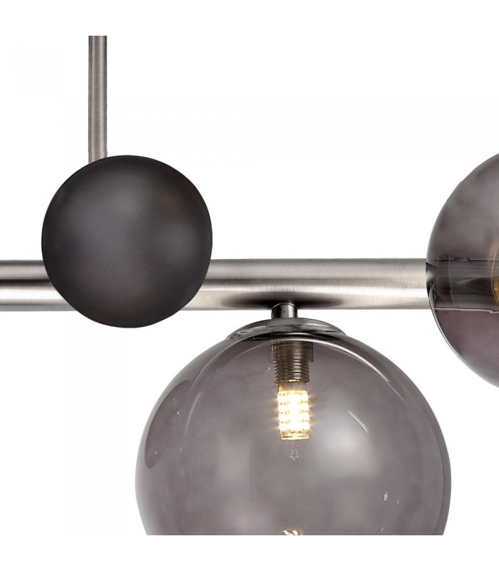 Semi-Flush Ceiling Light, 4 x G9, Polished Chrome, Smoked Glass - 7