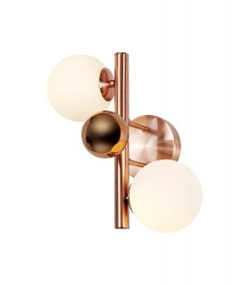 Wall Lamp, 2 x G9, Antique Copper, Opal & Copper Glass - 1