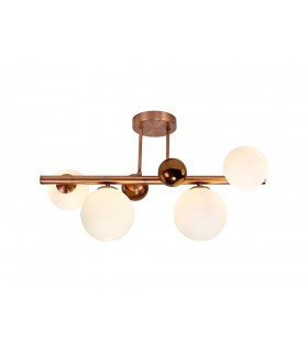 Semi Flush Ceiling Light, 4 x G9, Antique Copper, Opal & Copper Glass - 1