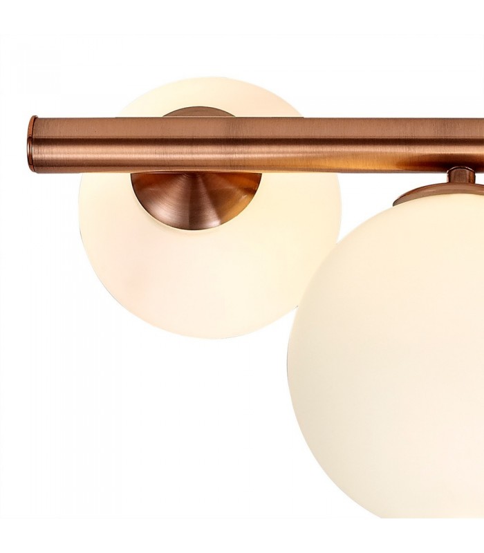 Semi Flush Ceiling Light, 4 x G9, Antique Copper, Opal & Copper Glass - 5
