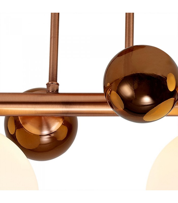 Semi Flush Ceiling Light, 4 x G9, Antique Copper, Opal & Copper Glass - 6