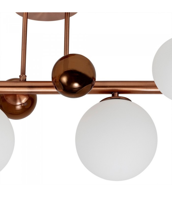 Semi Flush Ceiling Light, 4 x G9, Antique Copper, Opal & Copper Glass - 7