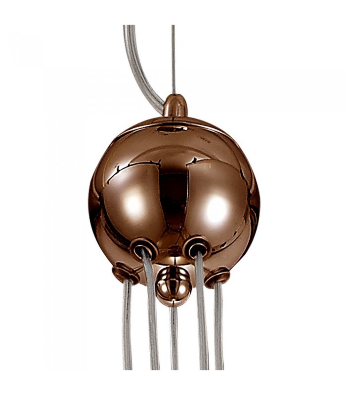 Ceiling Cluster Pendant, 5 x G9, Antique Copper, Opal & Copper Glass - 5
