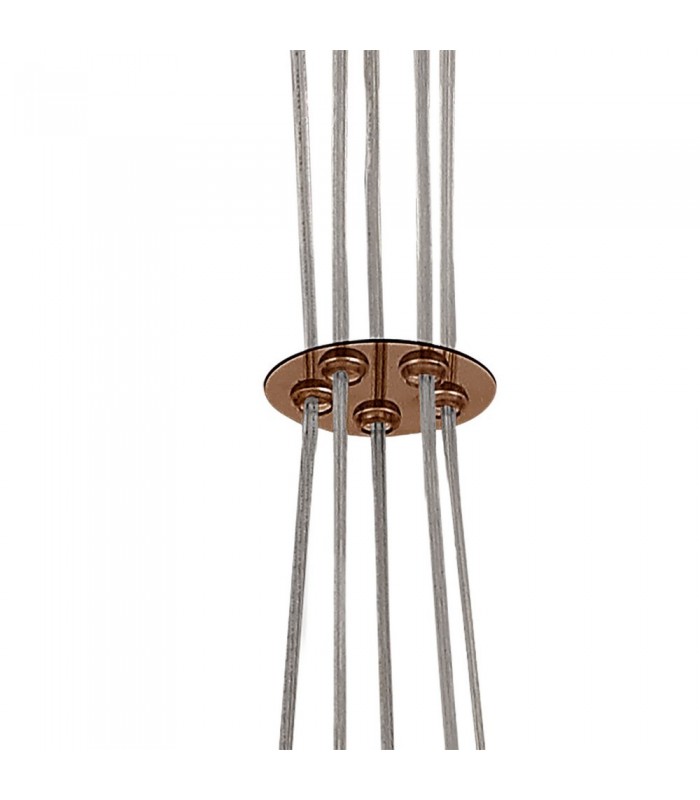 Ceiling Cluster Pendant, 5 x G9, Antique Copper, Opal & Copper Glass - 6