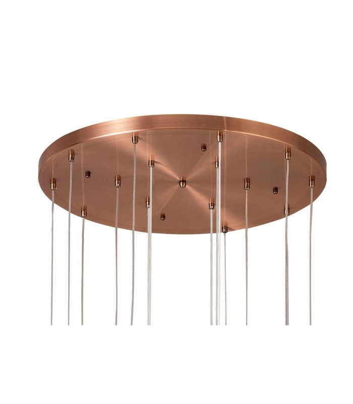 Ceiling Cluster Pendant, 16 x G9, Antique Copper, Opal & Copper Glass - 6