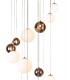 Ceiling Cluster Pendant, 16 x G9, Antique Copper, Opal & Copper Glass - 9