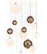Ceiling Cluster Pendant, 16 x G9, Antique Copper, Opal & Copper Glass - 10
