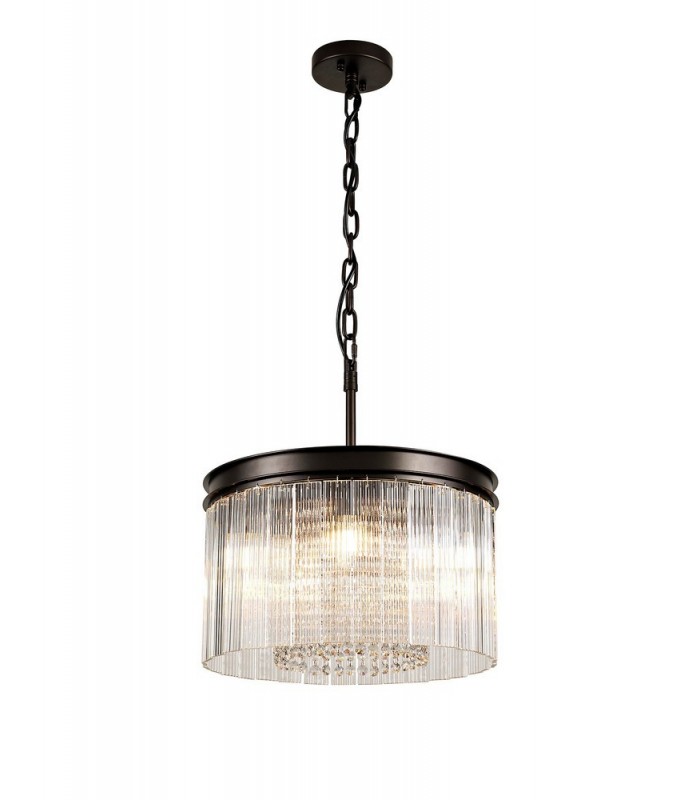 Small Cylindrical Ceiling Pendant, 5 Light E14, Brown Oxide - 3