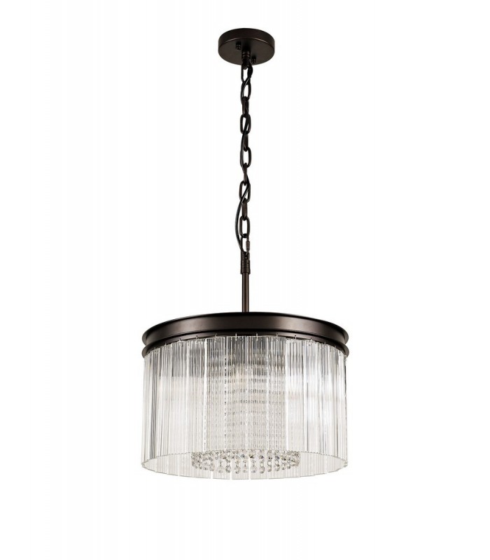 Small Cylindrical Ceiling Pendant, 5 Light E14, Brown Oxide - 4