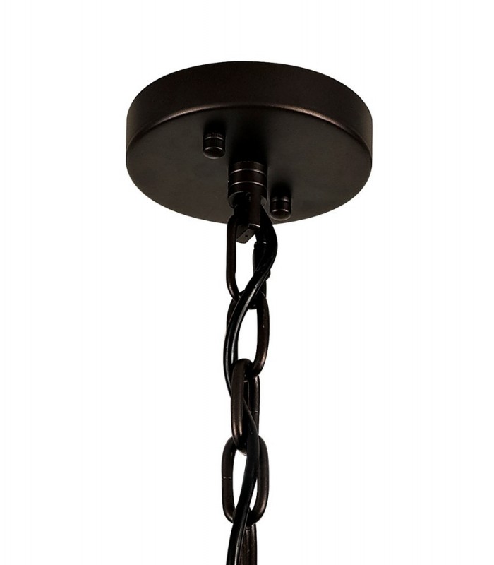 Small Cylindrical Ceiling Pendant, 5 Light E14, Brown Oxide - 7