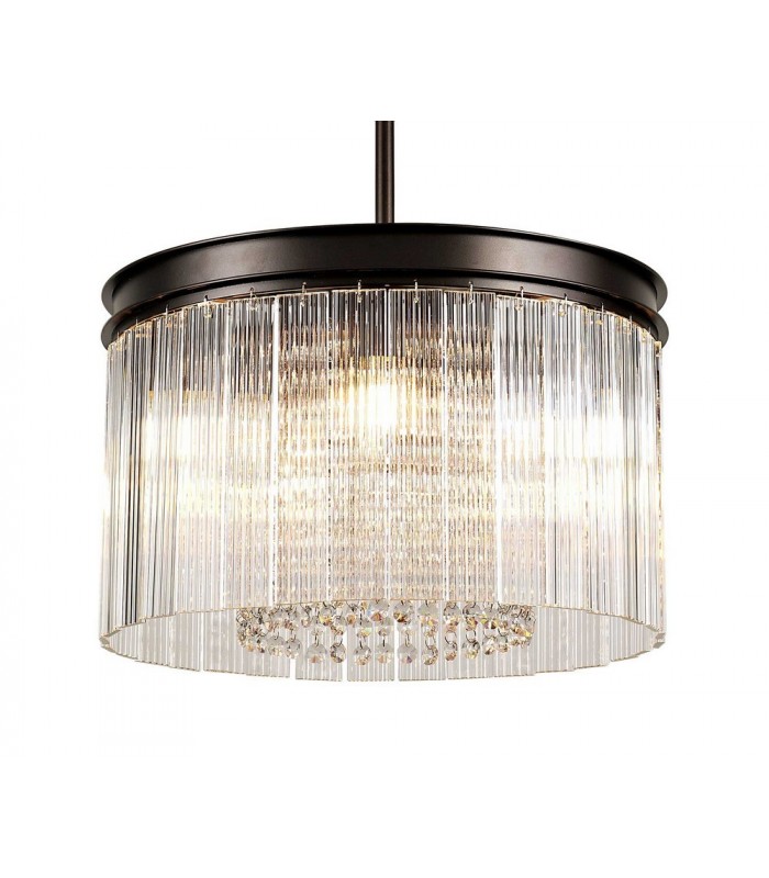 Small Cylindrical Ceiling Pendant, 5 Light E14, Brown Oxide - 8