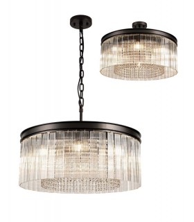 Medium Cylindrical Ceiling Pendant. 8 Light E14, Brown Oxide - 1