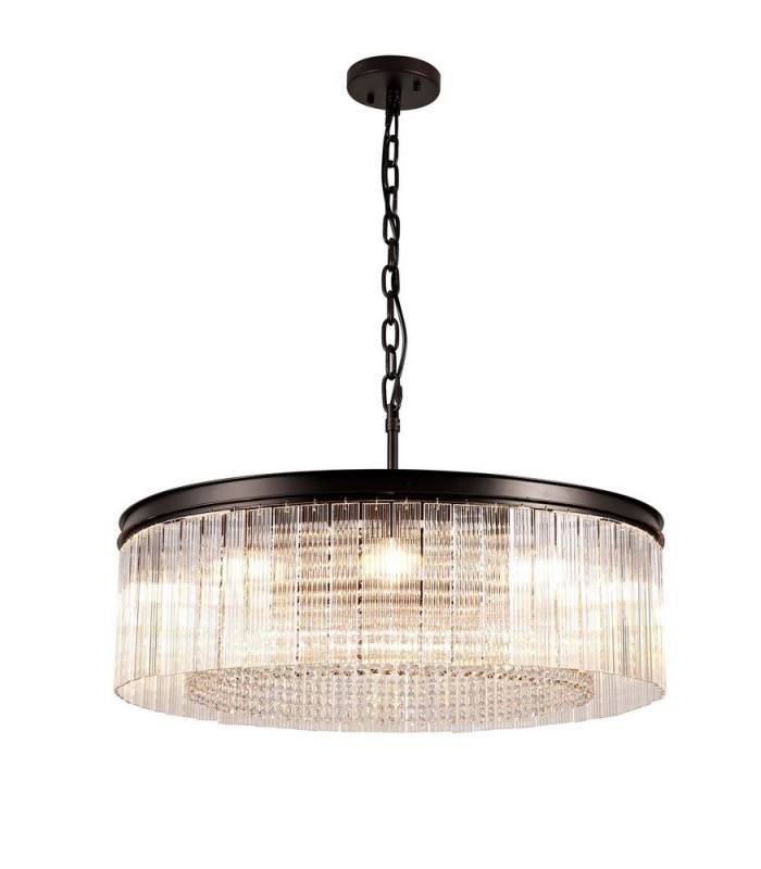 Large Cylindrical Ceiling Pendant, 10 Light E14, Brown Oxide - 4