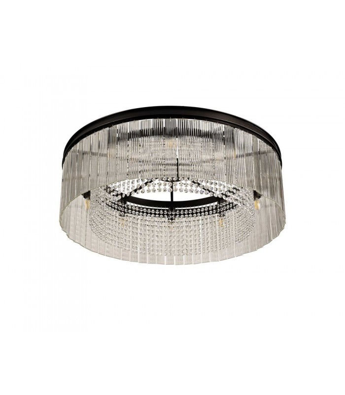 Large Cylindrical Ceiling Pendant, 10 Light E14, Brown Oxide - 10