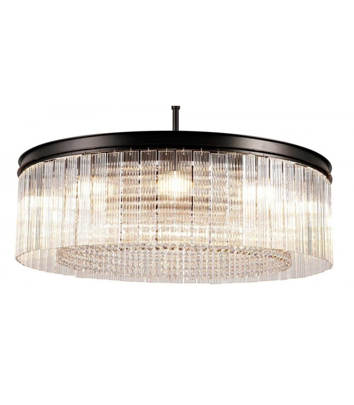 Large Cylindrical Ceiling Pendant, 10 Light E14, Brown Oxide - 12