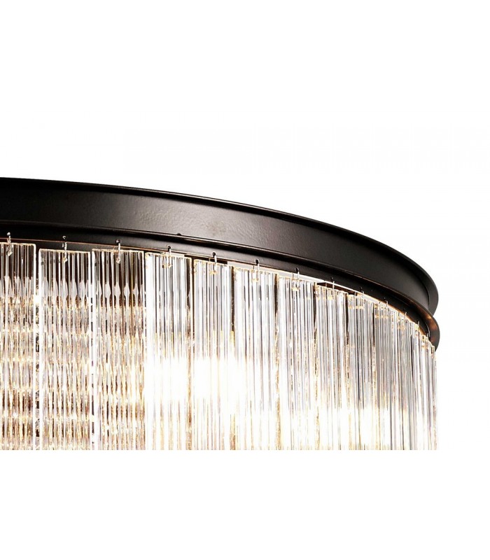 Large Cylindrical Ceiling Pendant, 10 Light E14, Brown Oxide - 15