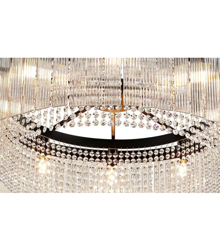Large Cylindrical Ceiling Pendant, 10 Light E14, Brown Oxide - 16