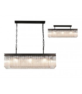 Rectangular Ceiling Pendant, 11 Light E14, Brown Oxide - 1