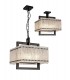 Large Square Ceiling Pendant, 5 Light E27, Matt Black, Crystal Sand Glass - 1