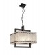 Large Square Ceiling Pendant, 5 Light E27, Matt Black, Crystal Sand Glass - 3