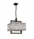 Large Square Ceiling Pendant, 5 Light E27, Matt Black, Crystal Sand Glass - 4