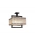 Large Square Ceiling Pendant, 5 Light E27, Matt Black, Crystal Sand Glass - 5