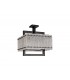 Large Square Ceiling Pendant, 5 Light E27, Matt Black, Crystal Sand Glass - 6