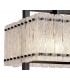Large Square Ceiling Pendant, 5 Light E27, Matt Black, Crystal Sand Glass - 9