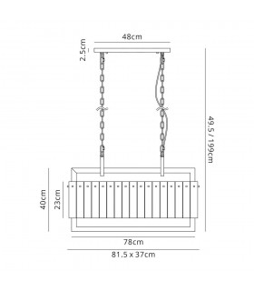 Medium Rectangular Ceiling Pendant, 8 Light E27, Matt Black, Crystal Sand Glass - 2