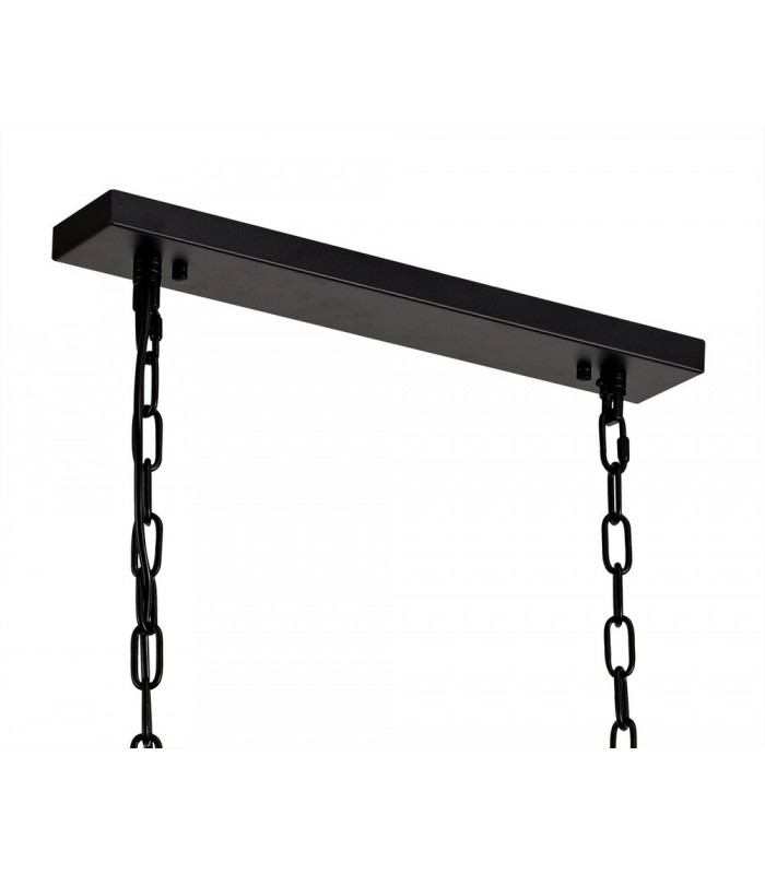 Medium Rectangular Ceiling Pendant, 8 Light E27, Matt Black, Crystal Sand Glass - 7