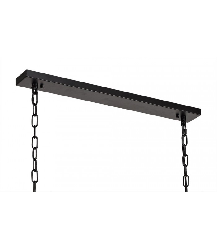 Large Rectangular Ceiling Pendant, 12 Light E27, Matt Black, Crystal Sand Glass - 7