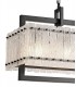 Large Rectangular Ceiling Pendant, 12 Light E27, Matt Black, Crystal Sand Glass - 8
