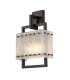 Wall Lamp, 2 Light E27, Matt Black, Crystal Sand Glass - 1