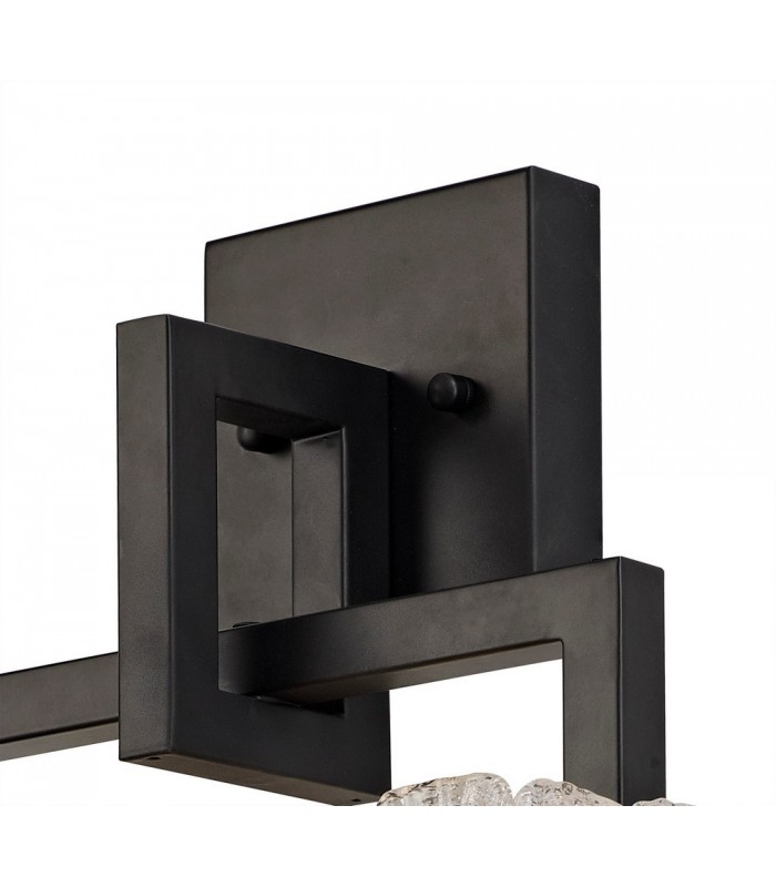 Wall Lamp, 2 Light E27, Matt Black, Crystal Sand Glass - 4