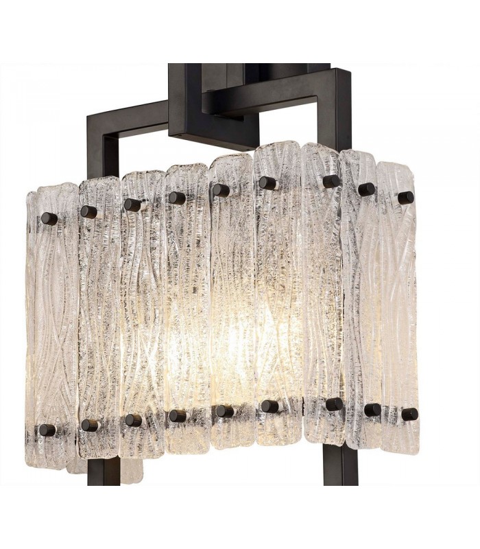 Wall Lamp, 2 Light E27, Matt Black, Crystal Sand Glass - 5