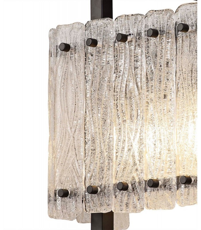 Wall Lamp, 2 Light E27, Matt Black, Crystal Sand Glass - 6