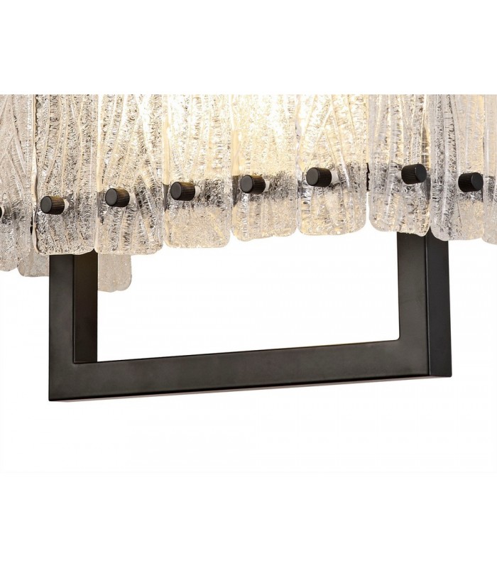 Wall Lamp, 2 Light E27, Matt Black, Crystal Sand Glass - 7