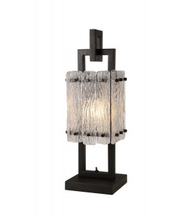 Table Lamp, 1 Light E27, Matt Black, Crystal Sand Glass - 1