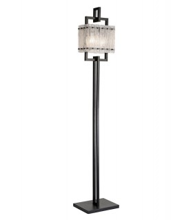 Floor Lamp, 2 Light E27, Matt Black, Crystal Sand Glass - 1