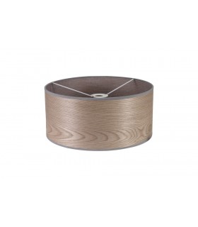 Round, 395 x 180mm Wood Effect Shade, Grey Oak, White Laminate - 1