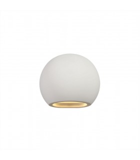 Round Ball Up & Down Wall Lamp, 1 x G9, White Paintable Gypsum - 1