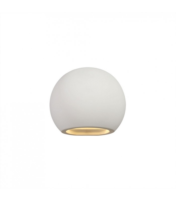 Round Ball Up & Down Wall Lamp, 1 x G9, White Paintable Gypsum - 1