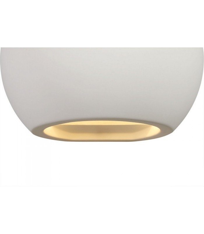 Round Ball Up & Down Wall Lamp, 1 x G9, White Paintable Gypsum - 4