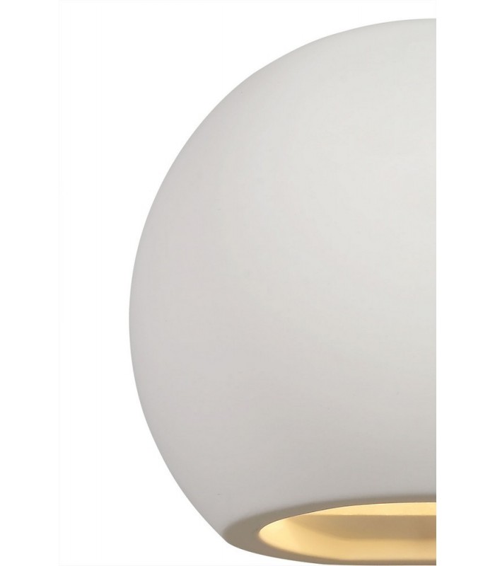 Round Ball Up & Down Wall Lamp, 1 x G9, White Paintable Gypsum - 5