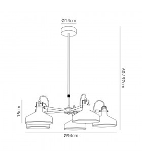 Telescopic 5 Light, 5 x E27, Sand Black, Copper, White - 2